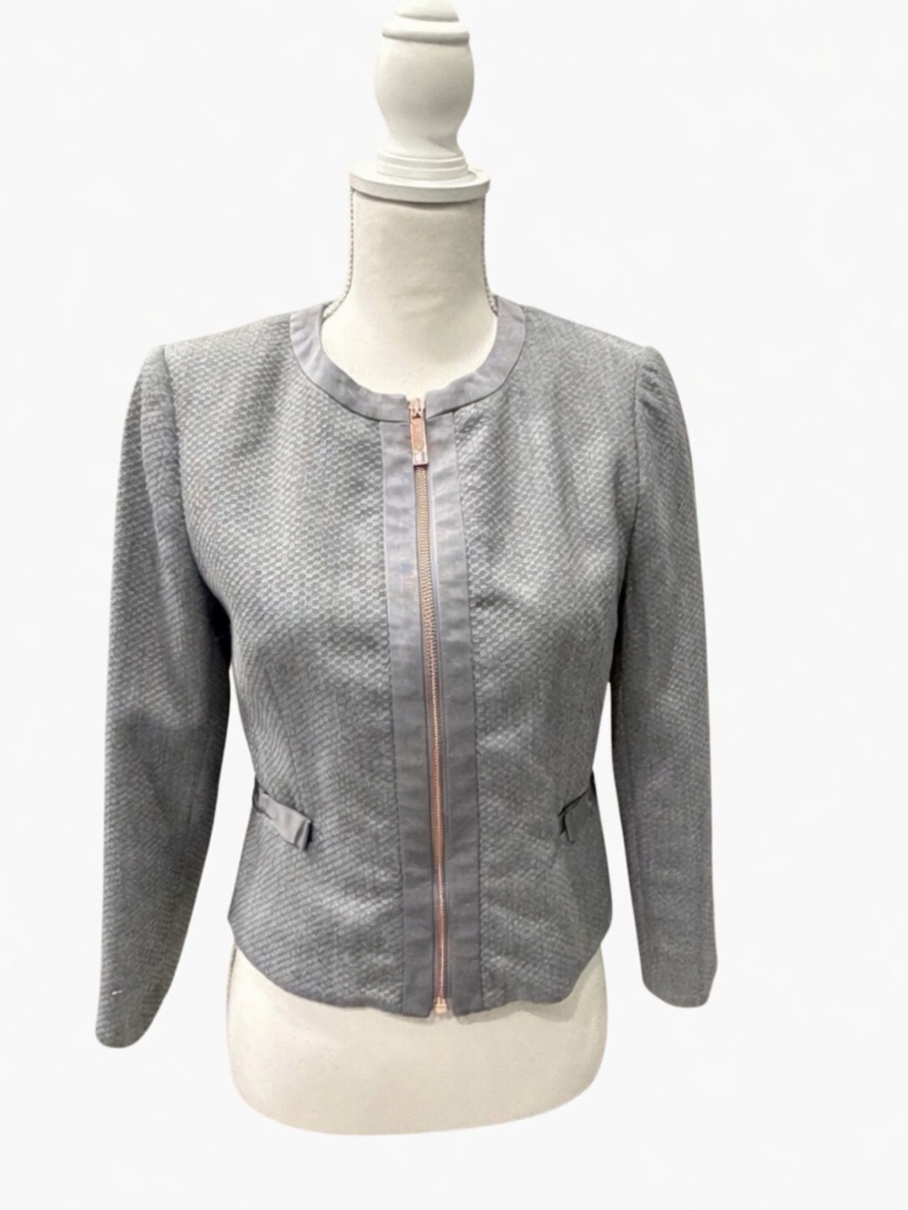 Ted Baker Gray Textured Zip-Front Women's Jacket